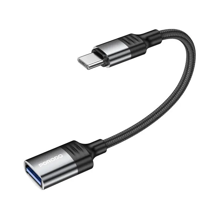 PORODO USB 3.0 USB C OTG WIRE 12CM BLACK PD-CBL0020-BK thumbnail 2