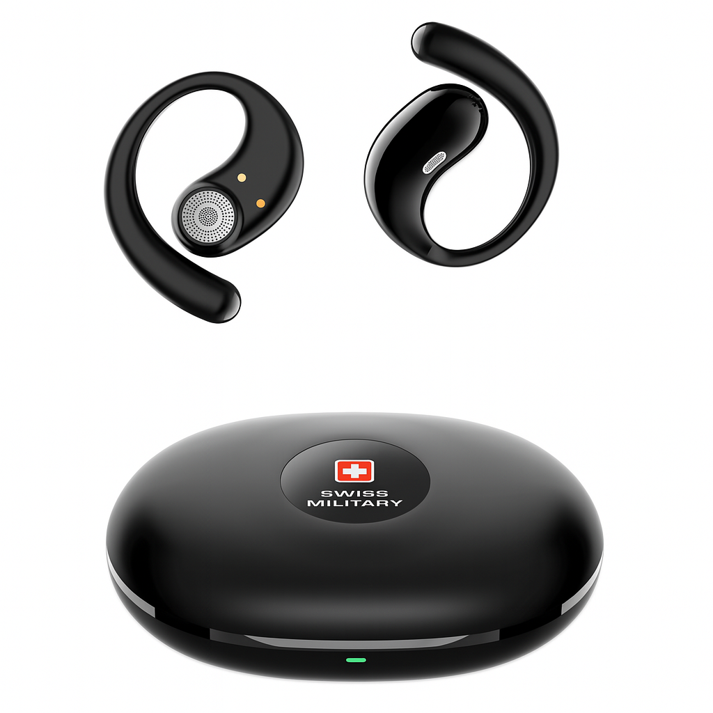 SWISS MILITARY DELTA 7 OPEN EAR HEADPHONE RICH BASS FULL AMBIENCE BLACK SM-TWS-DELTA7-BLK thumbnail 2