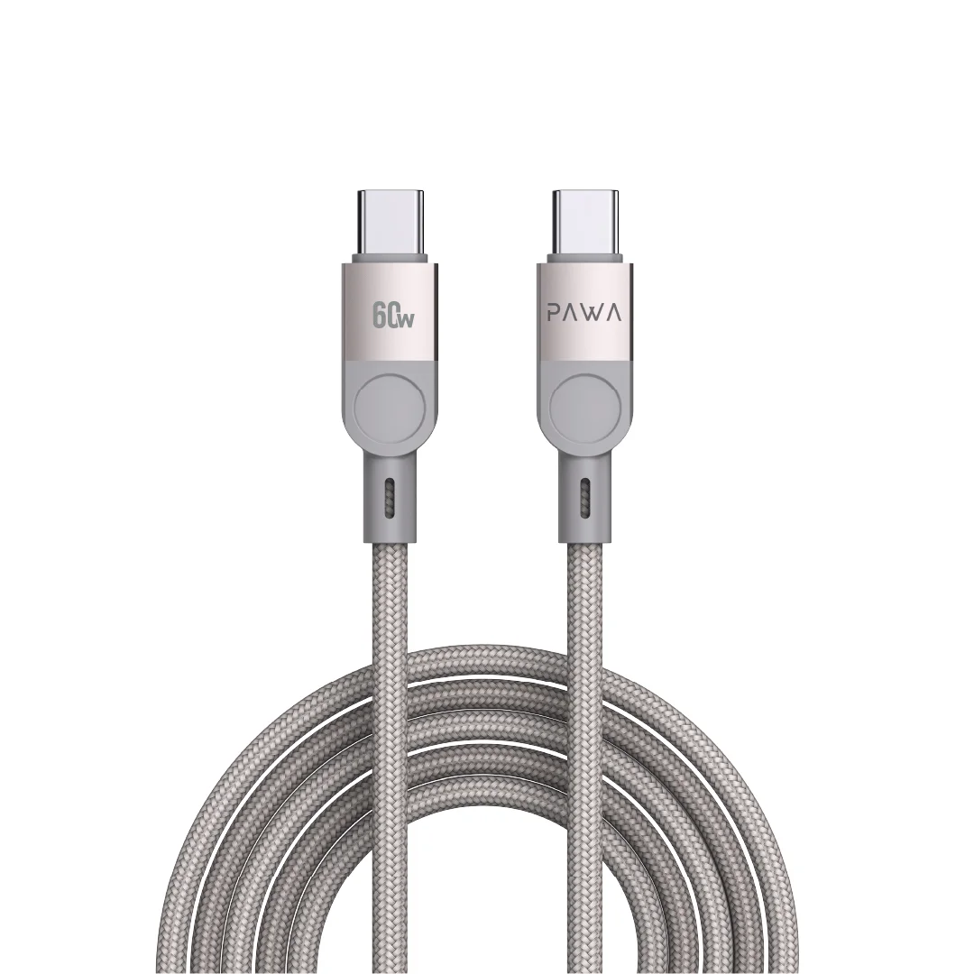 PAWA LEVIN USB C TO USB C BRAIDED CABLE 1.2M 60W GREY TITANIUM PW-12BDC253-GYTT thumbnail 2