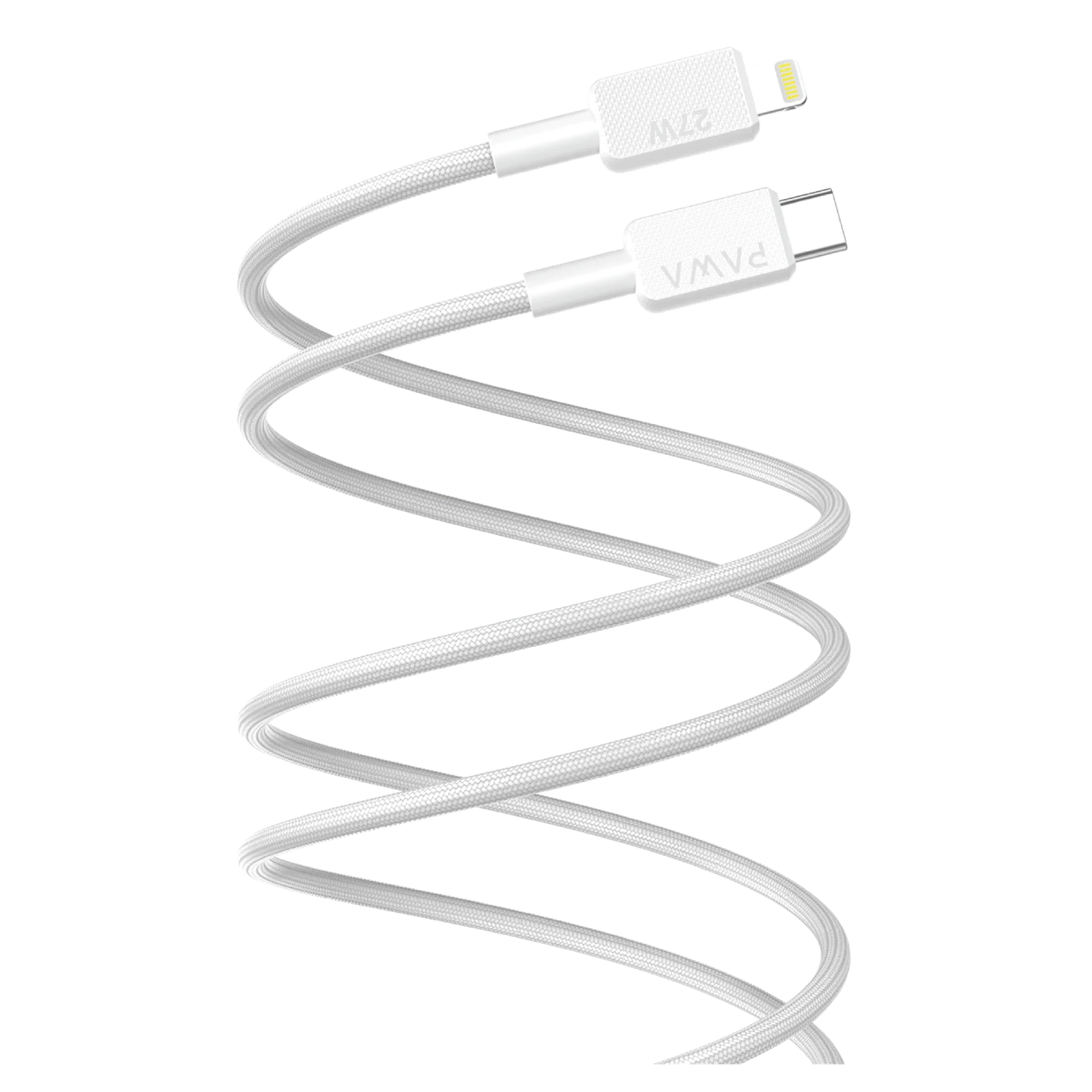 PAWA EL CARO SERIES USB C TO LIGHTNING 27W PREMIUM BRAIDED 1.2M CABLE WHITE PW-12BD27CL-WH thumbnail 2