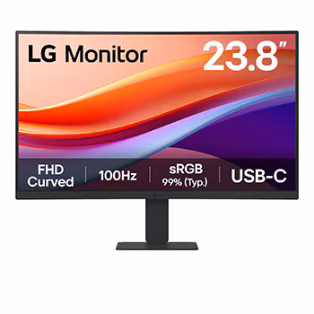 LG 23.8 INCH FHD CURVED MONITOR WITH 100HZ AND USB C PORT 24U421A-B thumbnail 2