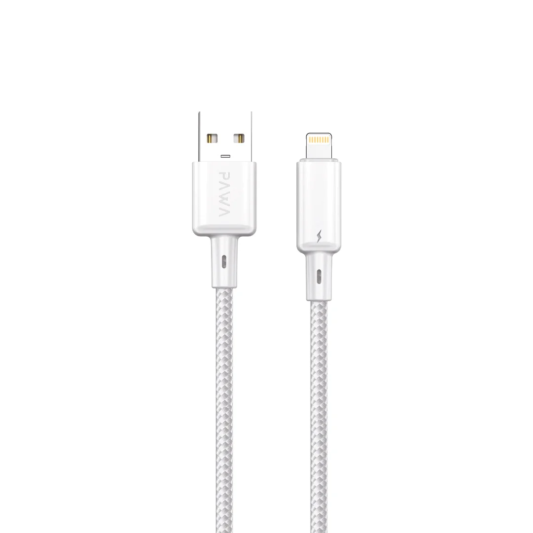 PAWA 3A USB A TO LIGHTNING QUICK CHARGING BRAIDED CABLE 1.2M PW122 WHITE PW-BTLT12AL-WH thumbnail 2