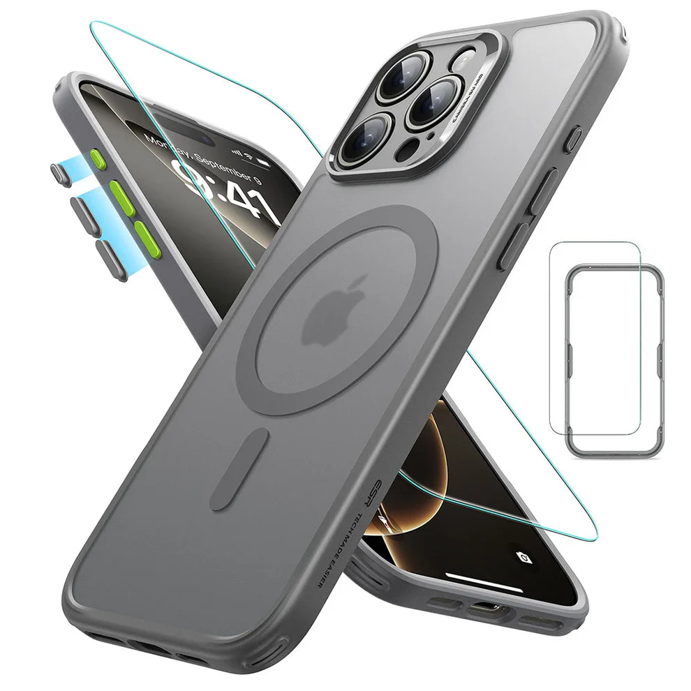 ESR IPHONE 16 PRO MAX CLASSIC SERIES PRO CASE HALOLOCK MAGSAFE CASE WITH SCREEN PROTECTOR FROSTED BLACK thumbnail 2