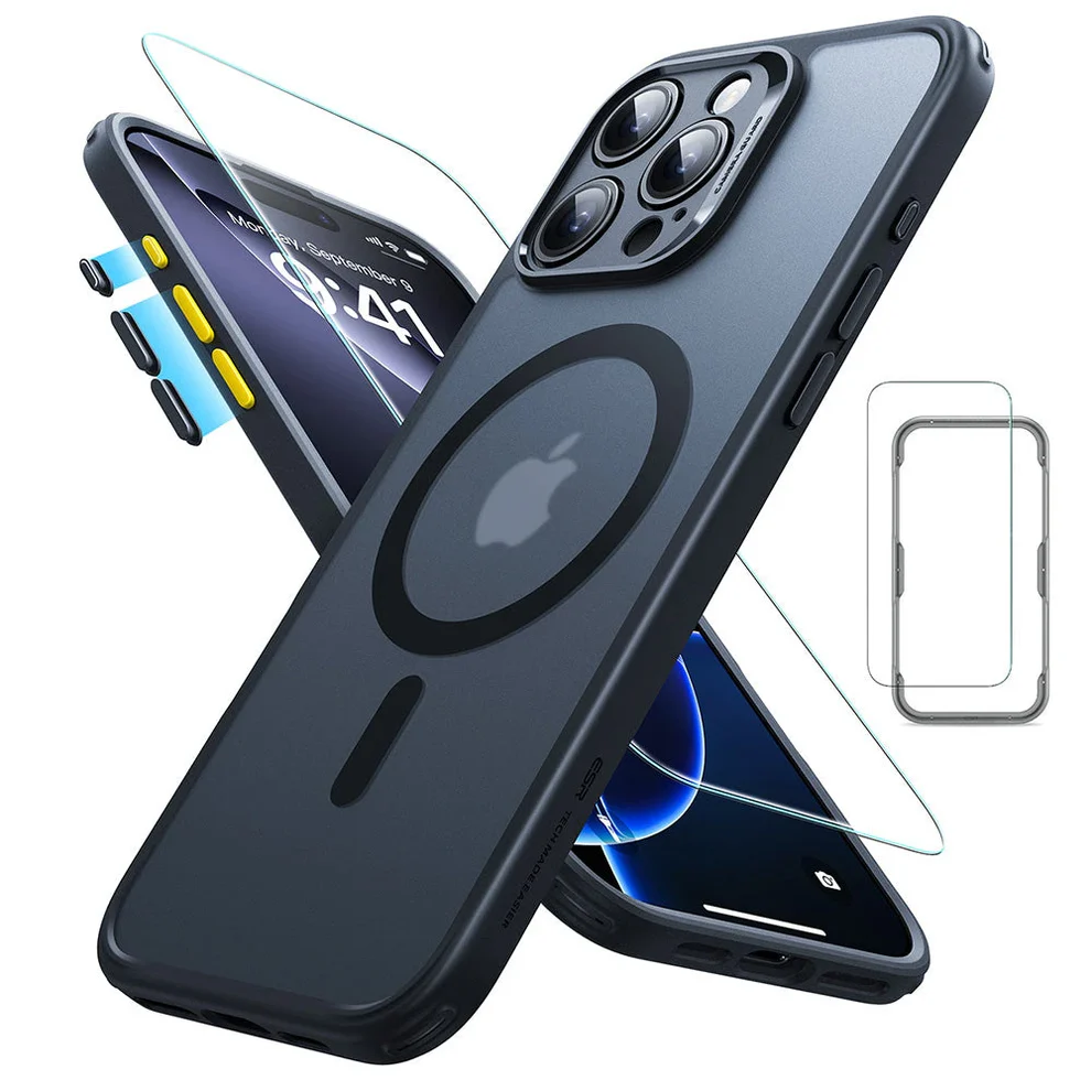 ESR IPHONE 16 PRO CLASSIC SERIES PRO CASE HALOLOCK MAGSAFE CASE WITH SCREEN PROTECTOR FROSTED BLACK thumbnail 2