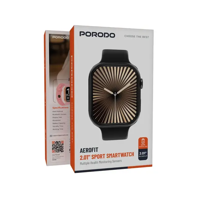 PORODO AEROFIT 2.01 SPORT SMART WATCH BLACK PDSWXBK thumbnail 2