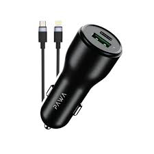 PAWA SOLID CAR CHARGER DUAL PORT PD+QC WITH BRAIDED USB C TO LIGHTNING CABLE 51W BLACK PW-CC51CA5L-BK thumbnail 2