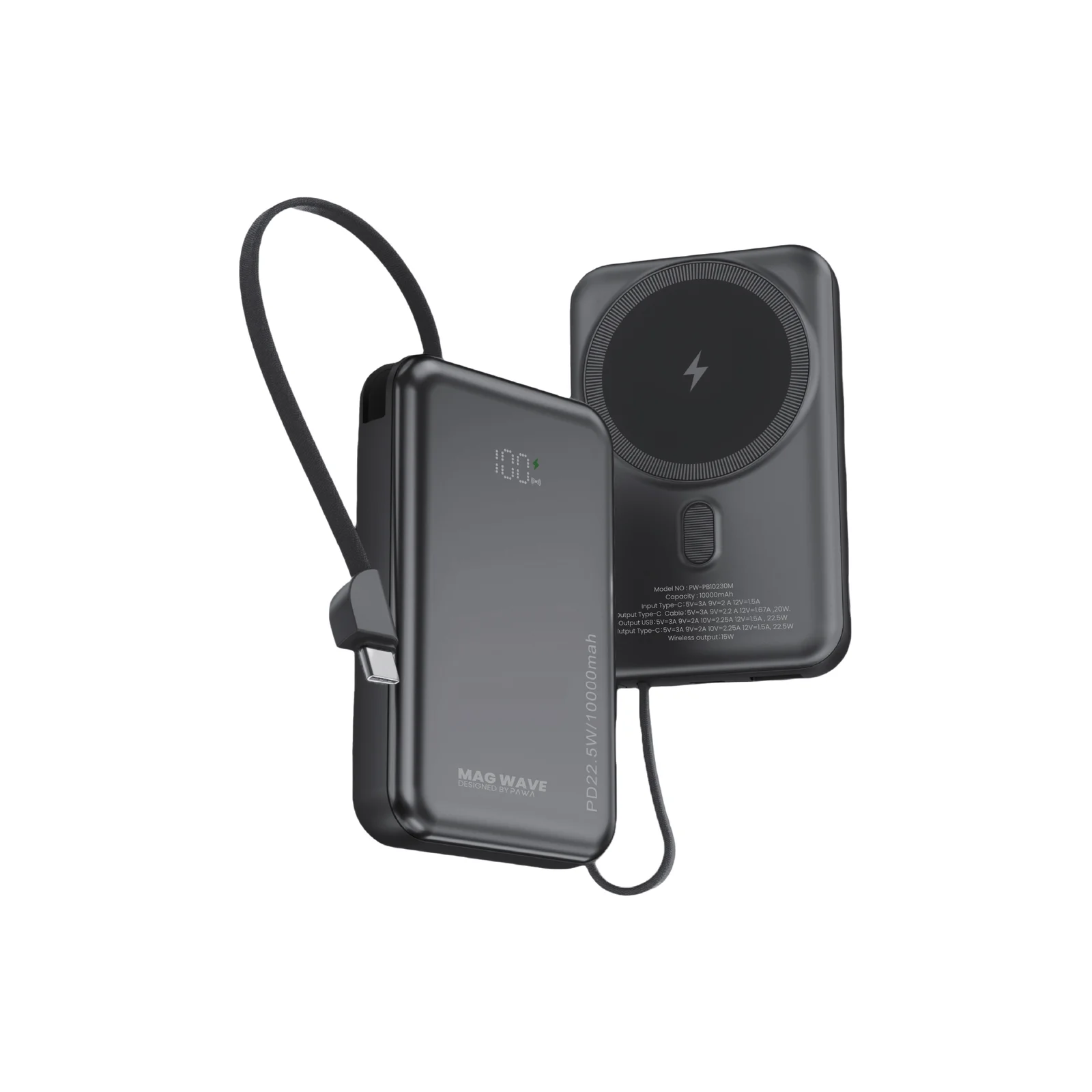 PAWA MAG WAVE 10000MAH MASAFE POWERBANK BLACK PW-PB10230M-BK thumbnail 2