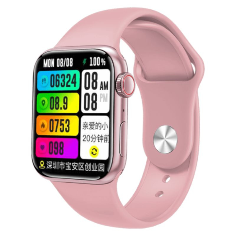 PAWA OPULENT SERIES SMART WATCH 45MM PINK ALUMNIUM CASE WITH BLACK LOOP PW-08S-PK thumbnail 2