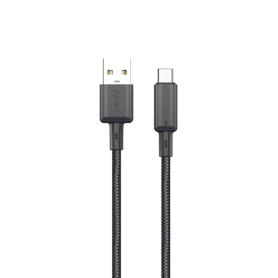 PAWA 3A USB A TO TYPE C QUICK CHARGING BRAIDED CABLE 1.2M PW122 BLACK PW-BTLT12AT-BK thumbnail 2