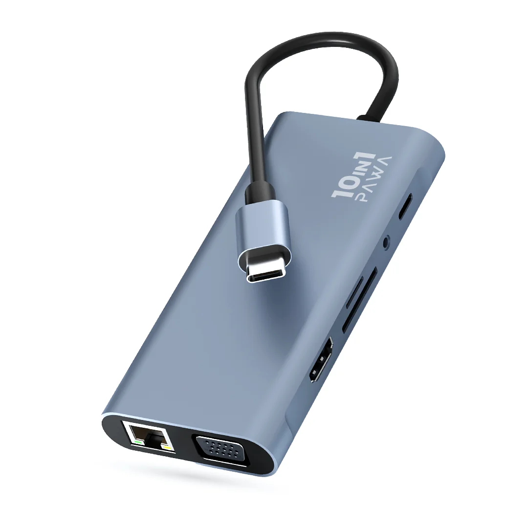 PAWA 10 IN 1 USB C WITH 4K HDTV AND VGA 100W HUB PW-TCHUB101 thumbnail 2