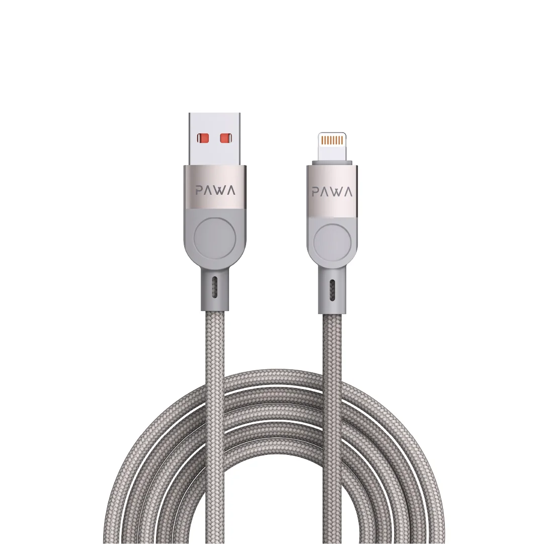 PAWA LEVIN USB A TO LIGHTNING 3.1A BRAIDED CABLE 1.2M GREY TITANIUM PW-12BDC252-GYTT thumbnail 2