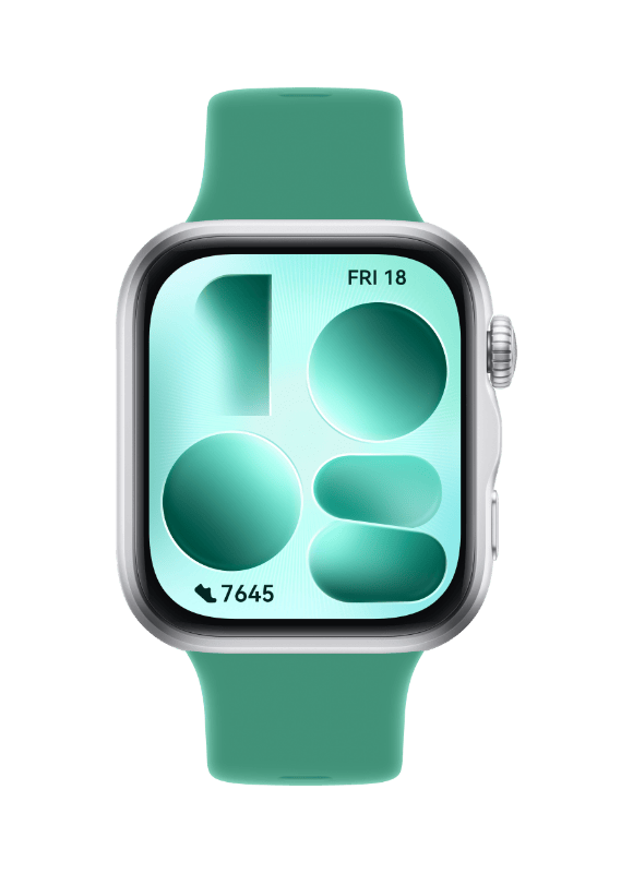 HUAWEI WATCH FIT 5 SILVER ALUMINUM ALLOY CASE GREEN FLUOROELASTOMER STRAP NKI-B09 55020HRH thumbnail 2