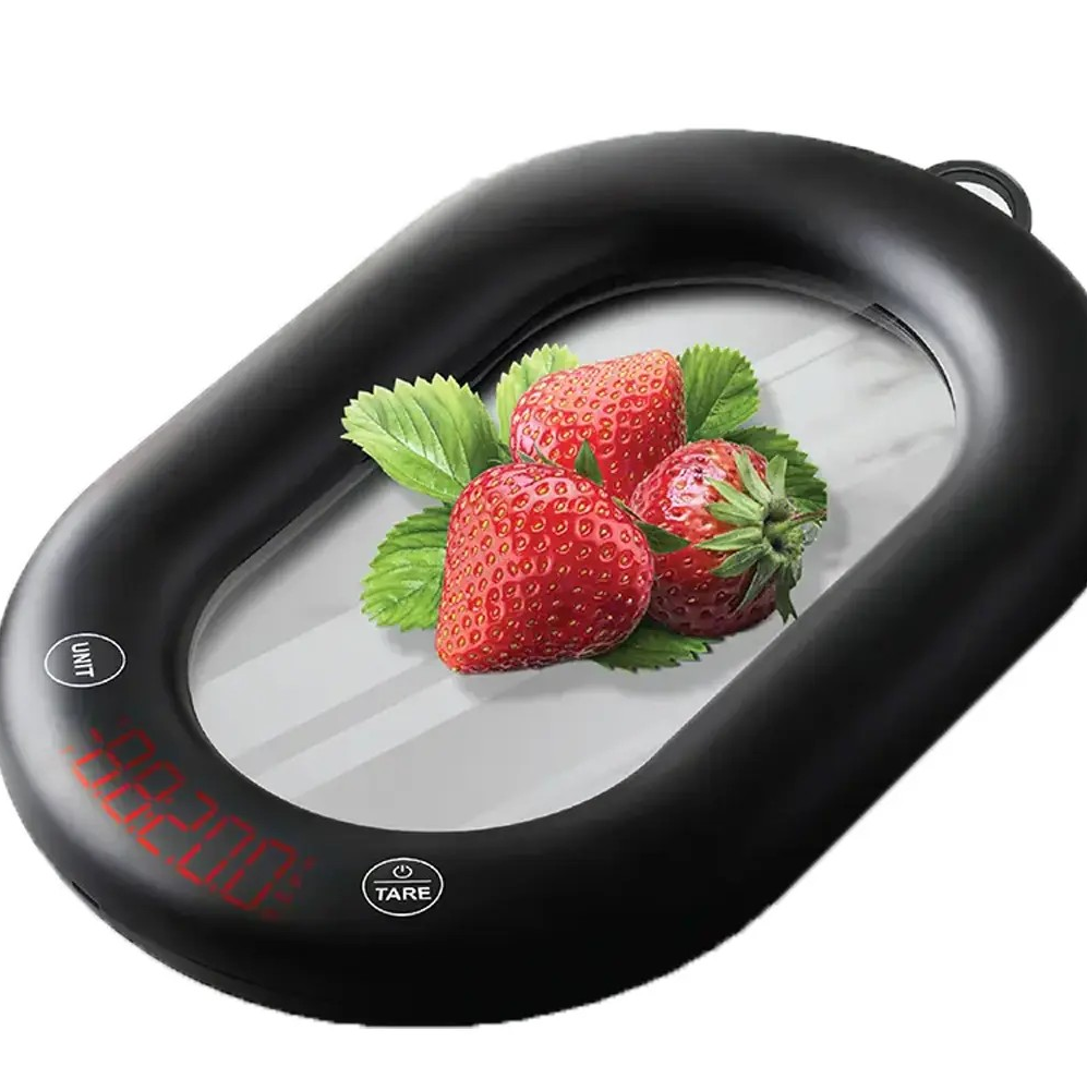 PORODO LIFESTYLE GLASS DESIGN SMART KITCHEN DIGITAL SCALE BLACK PDLFSTCK838BK thumbnail 2