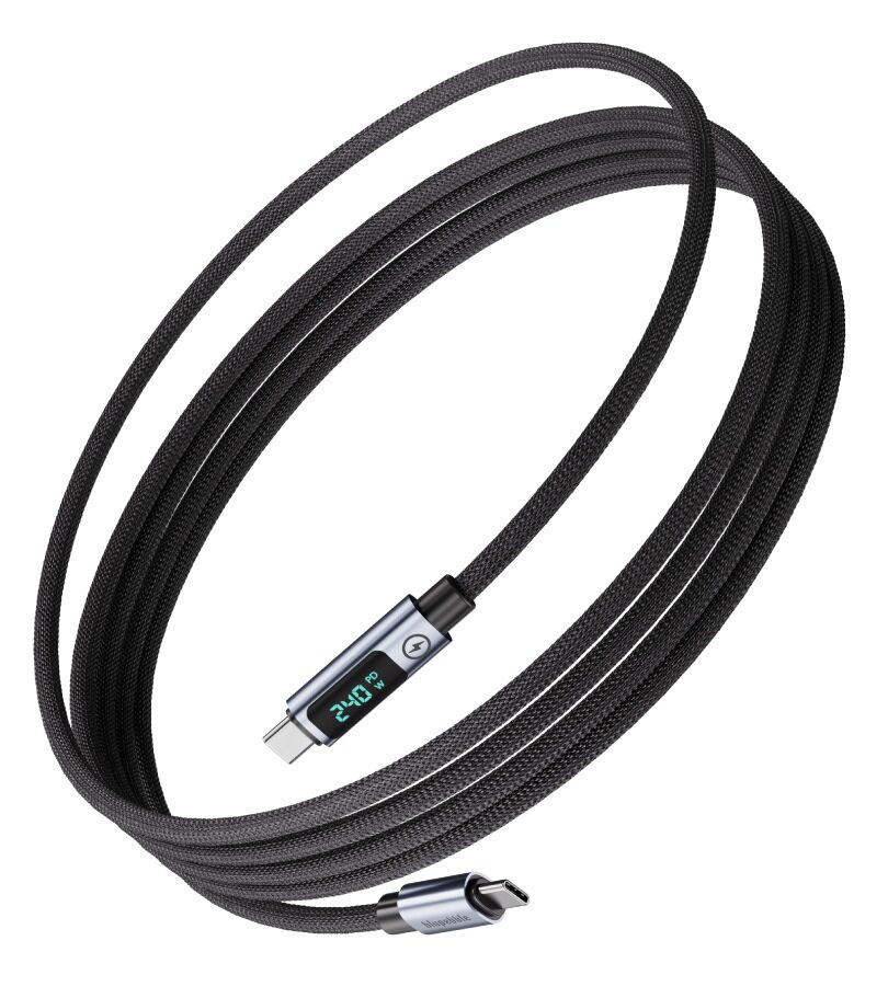 BLUPEBBLE POWERFLOW 240W USB-C TO USB-C BRAIDED CABLE 1.2M BLACK BP-PFUSBC1.2BR240W-BK thumbnail 2