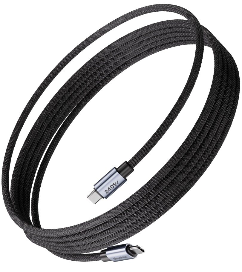 BLUPEBBLE POWERFLOW 240W USB-C TO USB-C BRAIDED CABLE 2M BLACK BP-PFUSBC2BR240W-BK thumbnail 2