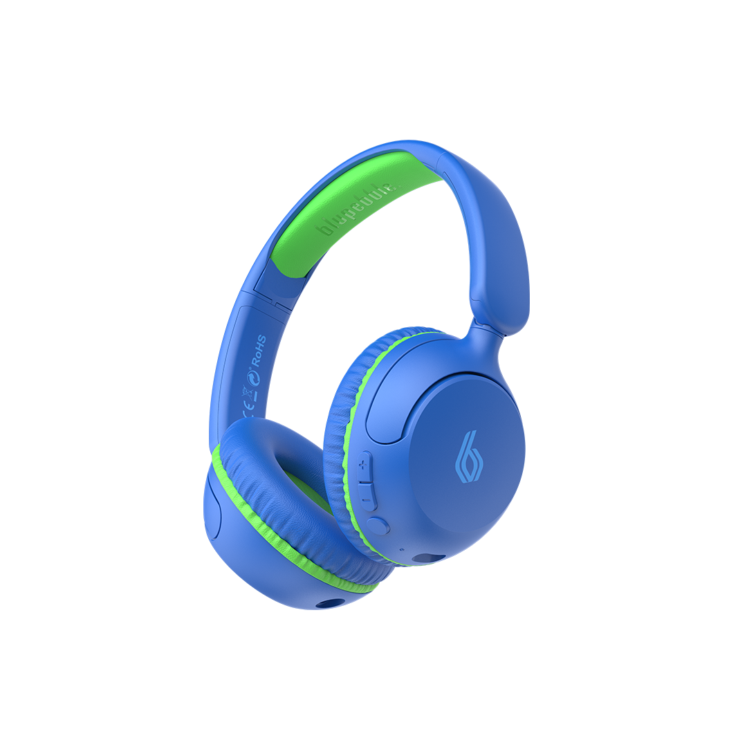 BLUPEBBLE BOUNCE 2IN1 WIRELESS & WIRED MICROPHONE ON-EAR KIDS HEADPHONES BLUE BP-KDBOUNCE-BL thumbnail 2