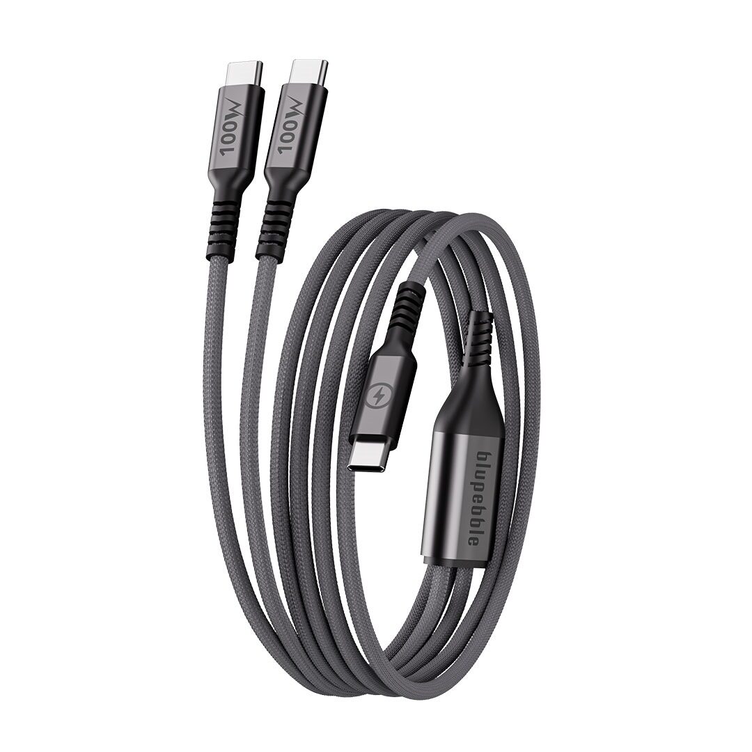 BLUPEBBLE POWERFLOW 3IN1 USB-C TO USB-C PD 100W CHARGE & SYNC CABLE 1.2M BLACK BP-PFUSBC1.2M100W-BK thumbnail 2