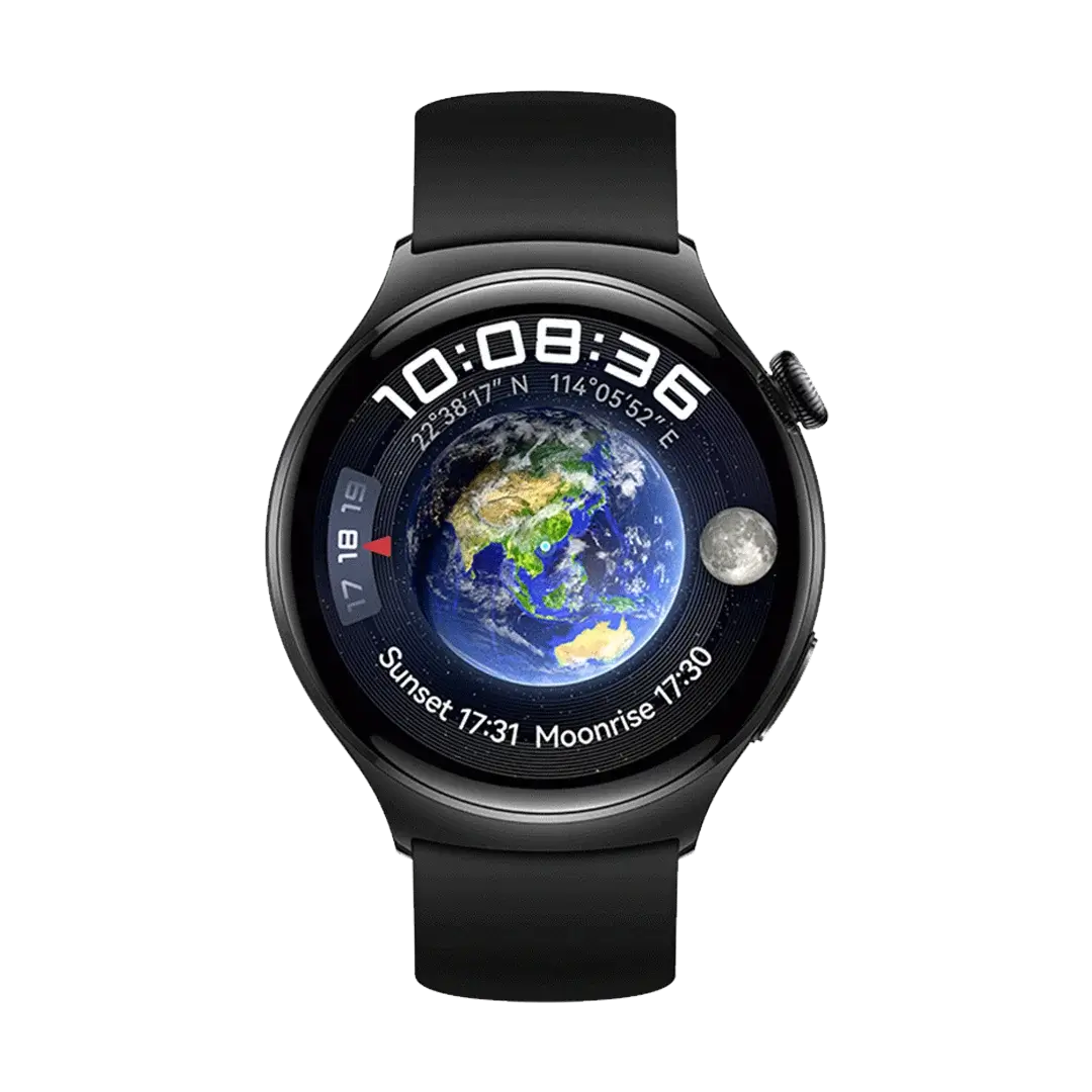 HUAWEI WATCH 4 BLACK STAINLESS STEEL CASE FLUOROELASTOMER STRAP ARC-AL00 thumbnail 2
