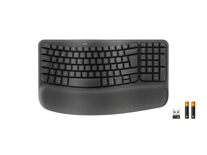 LOGITECH WAVE KEYS WIRELESS ERGONOMIC KEYBAORD BLACK ENG/ARB 920-012312 thumbnail 2
