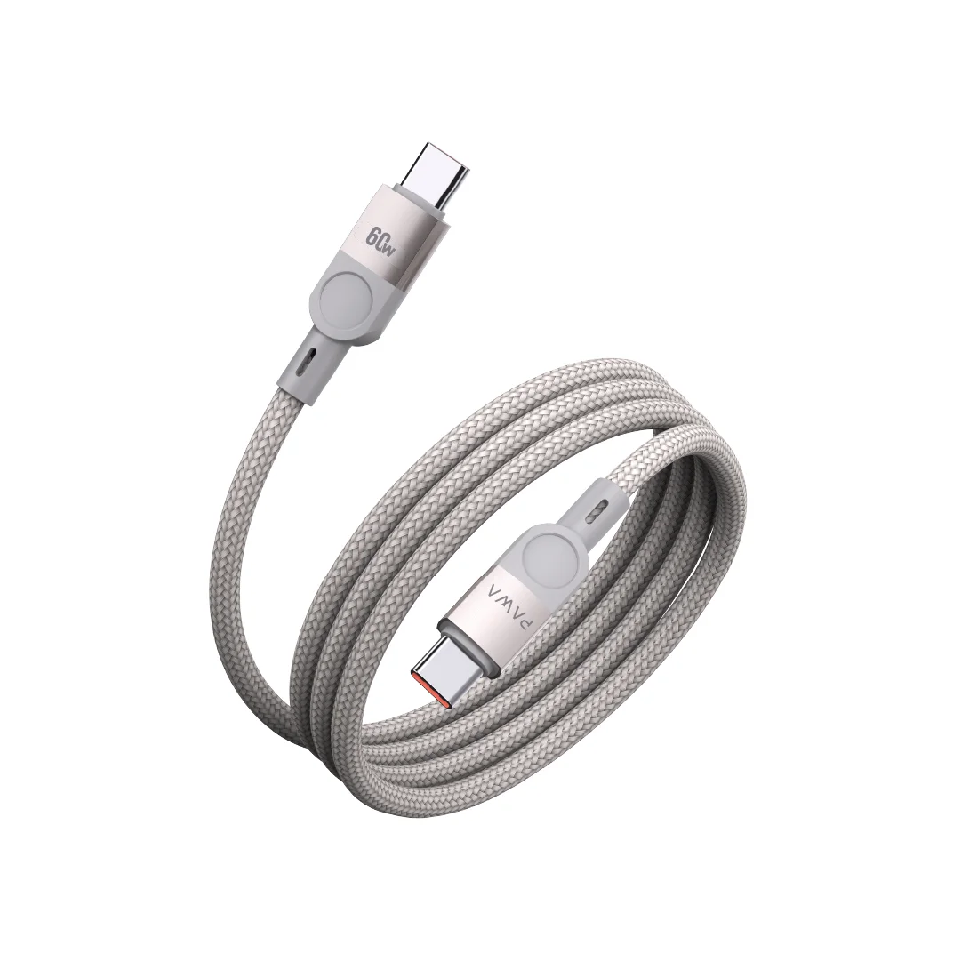 PAWA LEVIN MAGNETIC BRAIDED USB C TO USB C 60W CABLE 1M GREY TITANIUM PW-12BDM251-GYTT thumbnail 2