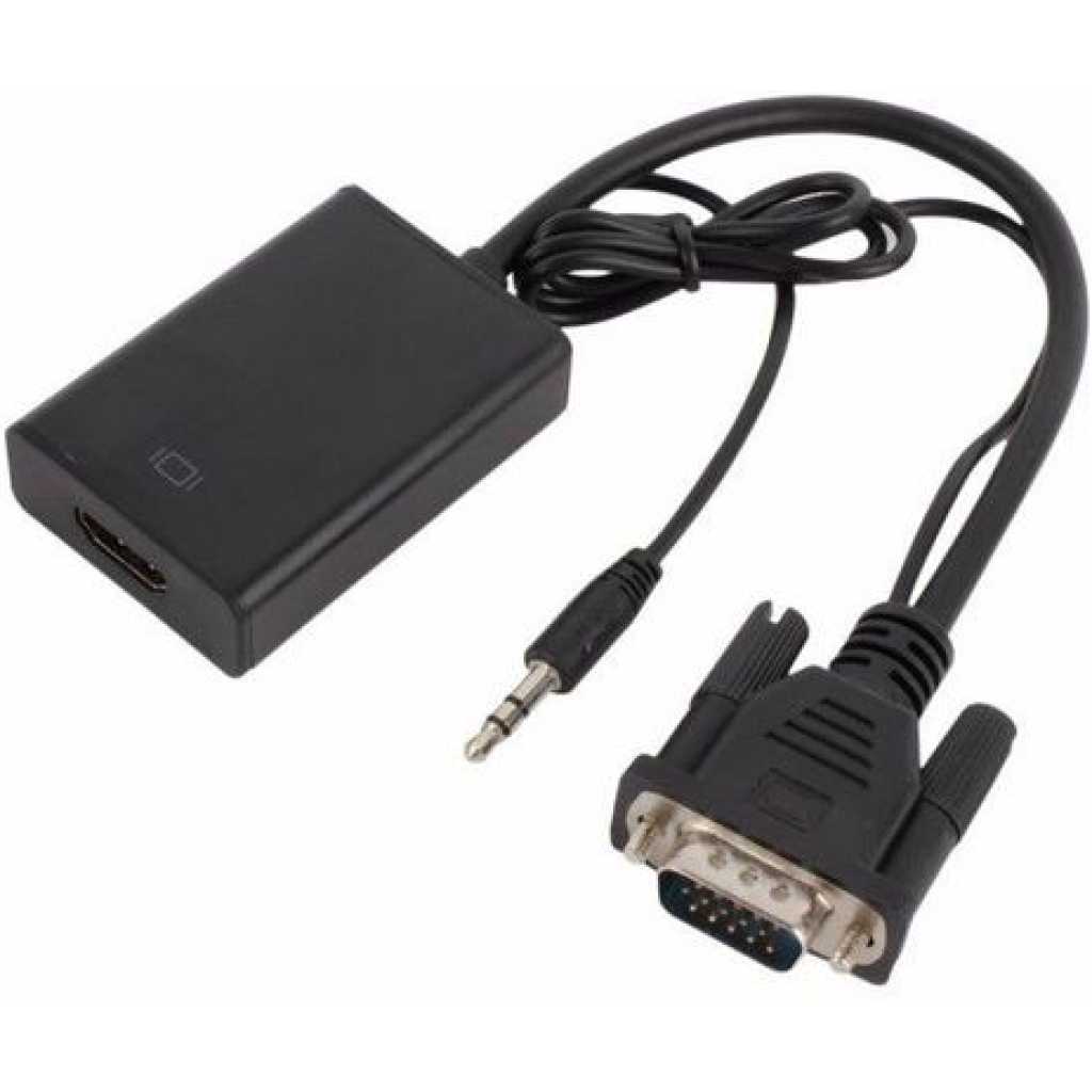 MINDPURE VGA MALE TO HDMI FEMALE CONVERTER WITH AUDIO POWER 1080P (ABS) BLACK LX10366 thumbnail 2