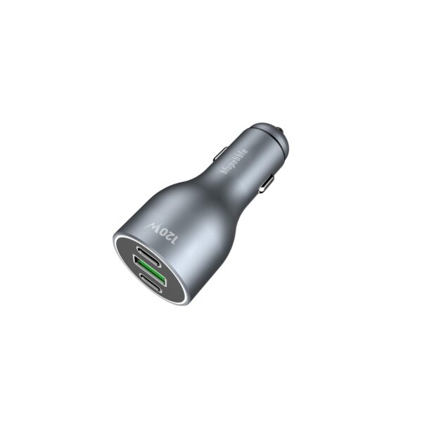 BLUPEBBLE NAVI POWER 120W WITH 2XUSB-C PD UPTO 100 WATT AND 1XUSB-A QC FAST CHARGING CAR CHARGER BP-CC0120-SG - Image 2