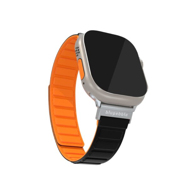 BLUPEBBLE DOLOMITES SILICONE REVERSIBLE MAGNETIC STRAP 49/45/44/42MM BLACK/ORANGE BP-DOLOM49-BKOR