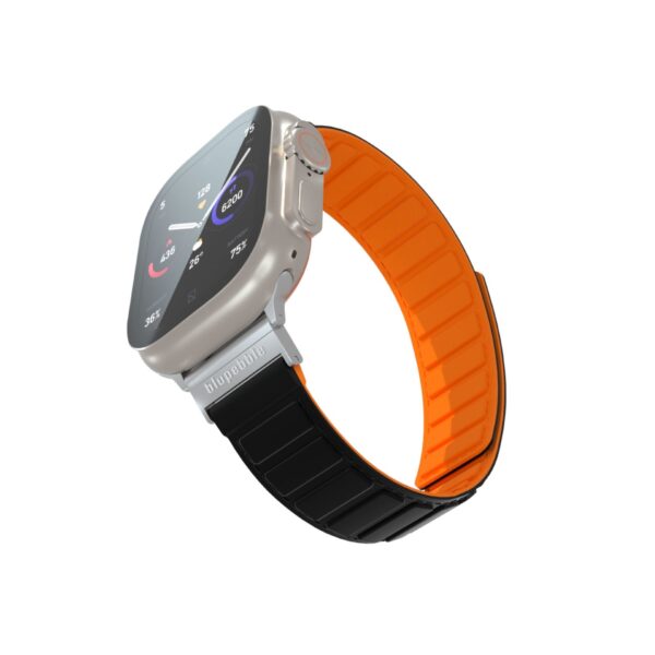 BLUPEBBLE DOLOMITES SILICONE REVERSIBLE MAGNETIC STRAP 49/45/44/42MM BLACK/ORANGE BP-DOLOM49-BKOR - Image 5