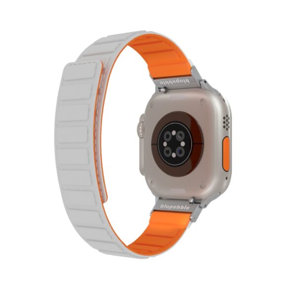 BLUPEBBLE ETNA SILICONE REVERSIBLE MAGNETIC STRAP 49/45/44/42MM WHITE/ORANGE BP-ETNA49-WHOR - Image 2