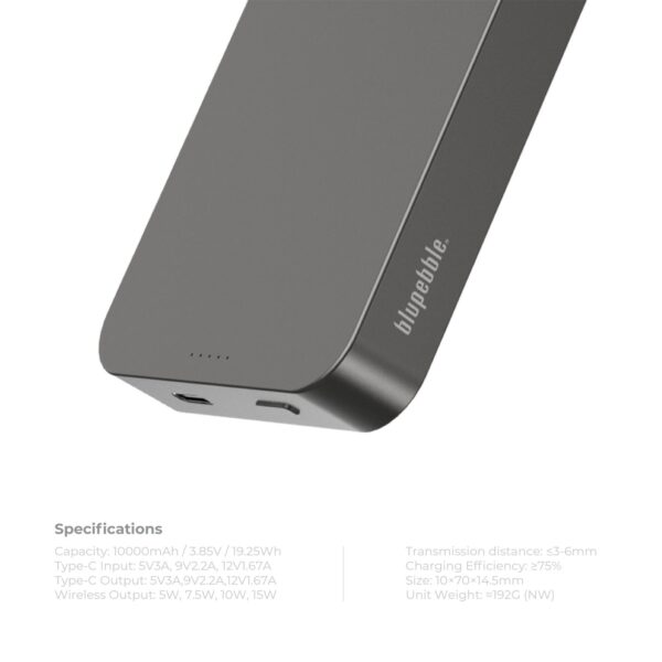 BLUPEBBLE 15W CORE POD MAX 10000MAH MAGSAFE POWER BANK GREY BP-CPMAX10000-SG - Image 8