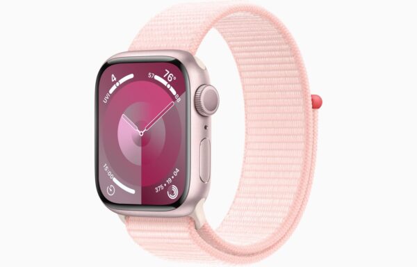 APPLE WATCH SERIES 9 GPS 41MM PINK ALUMINIUM CASE WITH LIGHT PINK SPORT LOOP MR953