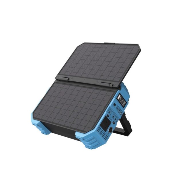 POWEROLOGY 600W PORTABLE GENERATOR INTEGRATED SOLAR PANEL BLUE