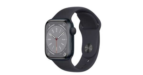 APPLE WATCH SERIES 8 GPS 41MM MIDNIGHT ALUMINIUM CASE WITH MIDNIGHT SPORT BAND S/M MNU73