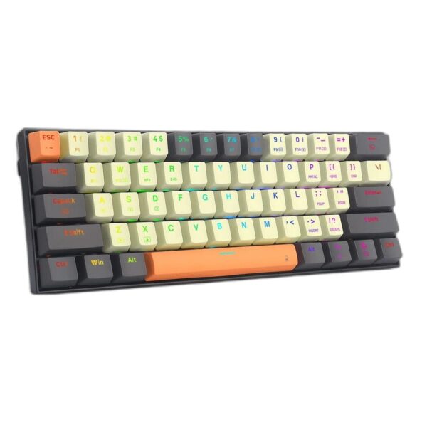 REDRAGON CARAXES PRO WIRED-X1.2 KEYCAP 60% MECHANICAL KEYBOARD CREAM GREY AND ORANGE K644CGO-RGB-PRO