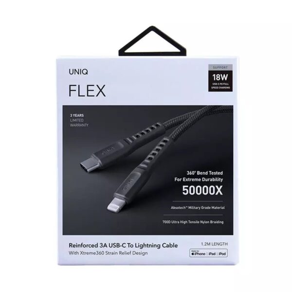 UNIQ FLEX USB-C LIGHTNING STRAIN CABLE 1.2M