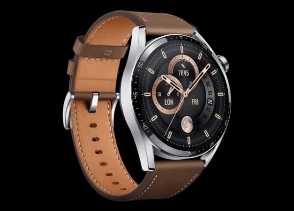 HUAWEI WATCH GT3 46MM STAINLESS STEEL CASE BROWN LEATHER STRAP JPT-B29