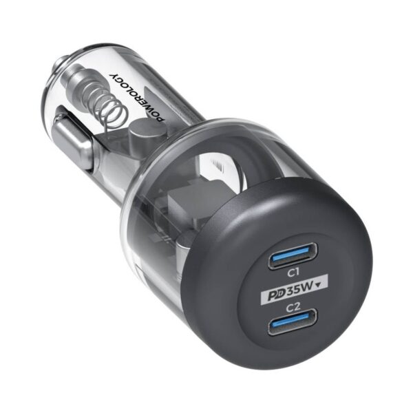 POWEROLOGY QUICK CHARGE PD 35W CRYSTALLINE SERIES CAR CHARGER TRANSPARENT PCCSR011