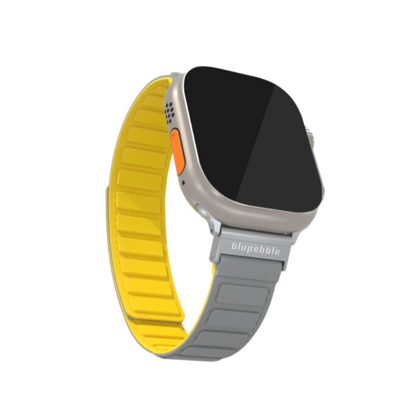 BLUPEBBLE CINQUE TORRI SILICONE REVERSIBLE MAGNETIC STRAP 49/45/44/42MM GREY/YELLOW BP-CTORRI49-GYY