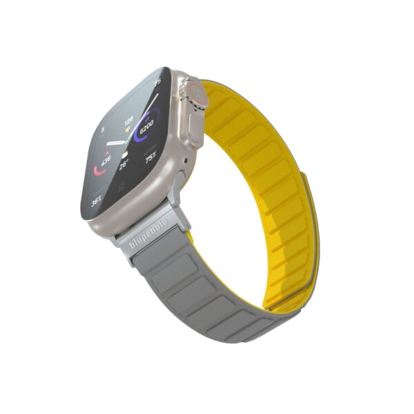 BLUPEBBLE CINQUE TORRI SILICONE REVERSIBLE MAGNETIC STRAP 49/45/44/42MM GREY/YELLOW BP-CTORRI49-GYY - Image 5