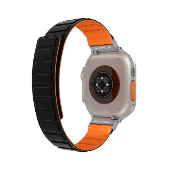 BLUPEBBLE DOLOMITES SILICONE REVERSIBLE MAGNETIC STRAP 49/45/44/42MM BLACK/ORANGE BP-DOLOM49-BKOR - Image 2