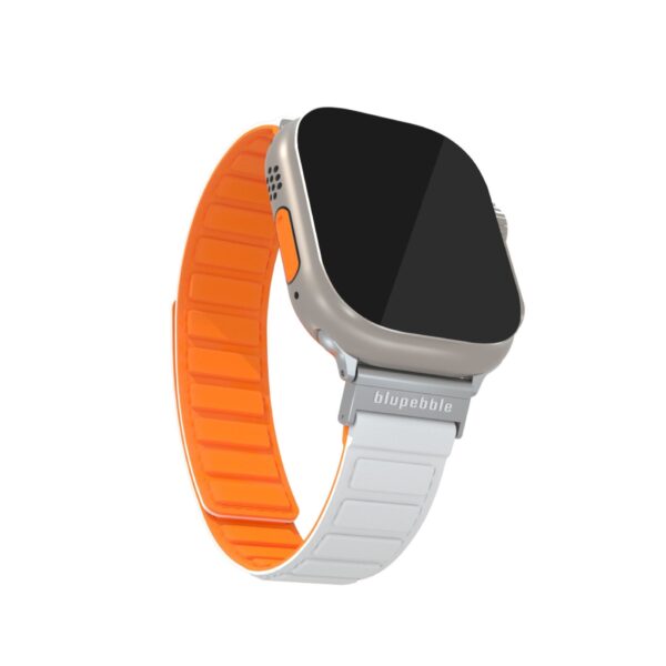 BLUPEBBLE ETNA SILICONE REVERSIBLE MAGNETIC STRAP 49/45/44/42MM WHITE/ORANGE BP-ETNA49-WHOR