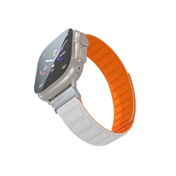 BLUPEBBLE ETNA SILICONE REVERSIBLE MAGNETIC STRAP 49/45/44/42MM WHITE/ORANGE BP-ETNA49-WHOR - Image 5