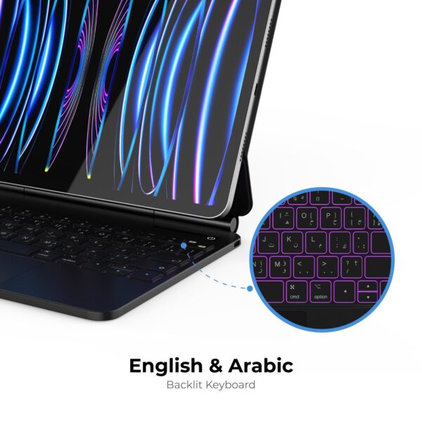 BLUPEBBLE IPAD 10TH GEN MAGIC FOLIO KEYBOARD WITH TRACKPAD ENG/ARB BP-FOLIO-MT10G-AR-EN-BK - Image 6