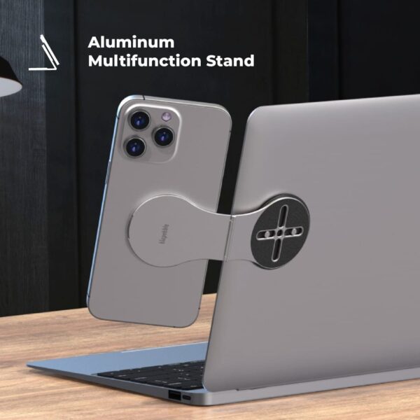 BLUPEBBLE LUMI MAG MAGNETIC ALUMINIUM ALLOY STAND WITH LED LIGHT GREY BP-LUMIMAG-GY - Image 2