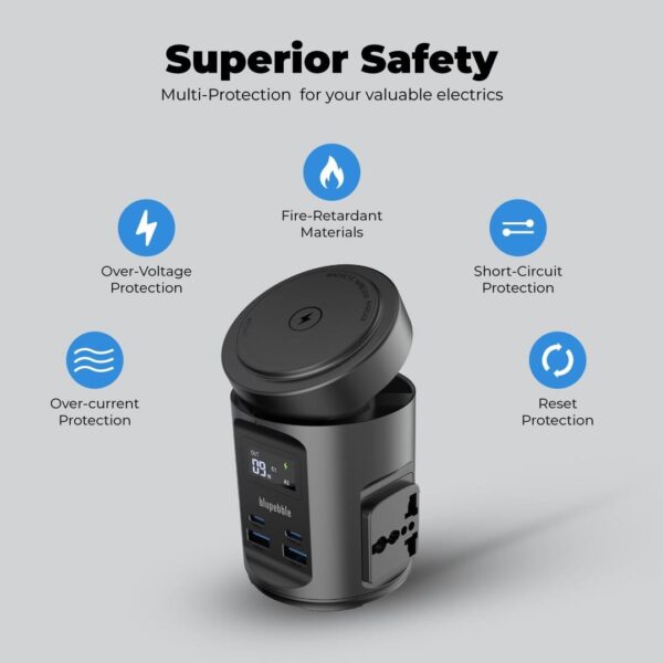 BLUPEBBLE MAGPOD HUB USB-C POWER DELIVERY AND USB-A QC3.0 65W BLACK BP-MAGPODHUB-BK - Image 6