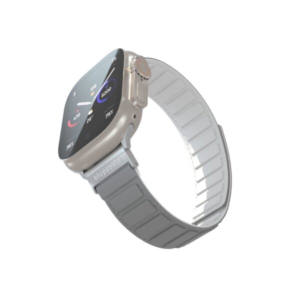 BLUPEBBLE MARMOLADA SILICONE REVERSIBLE MAGNETIC STRAP 49/45/44/42MM GREY/WHITE BP-MARMOL49-GYWH - Image 4