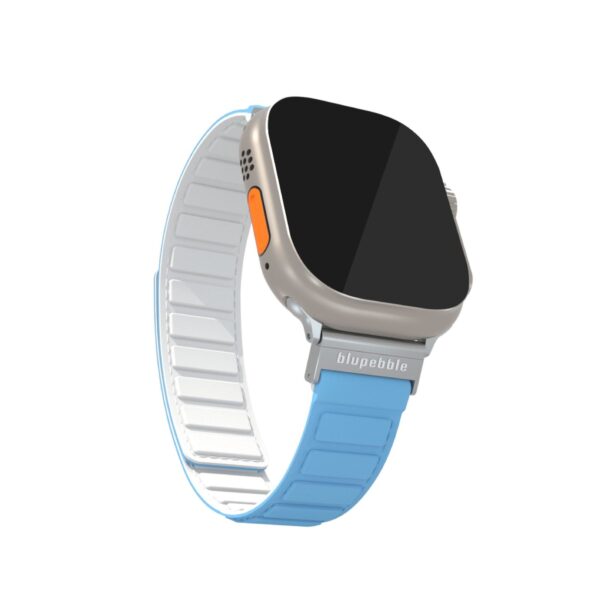 BLUPEBBLE MATTERHORN SILICONE REVERSIBLE MAGNETIC STRAP 49/45/44/42MM BLUE/WHITE BP-MATTERHO49-BLWH