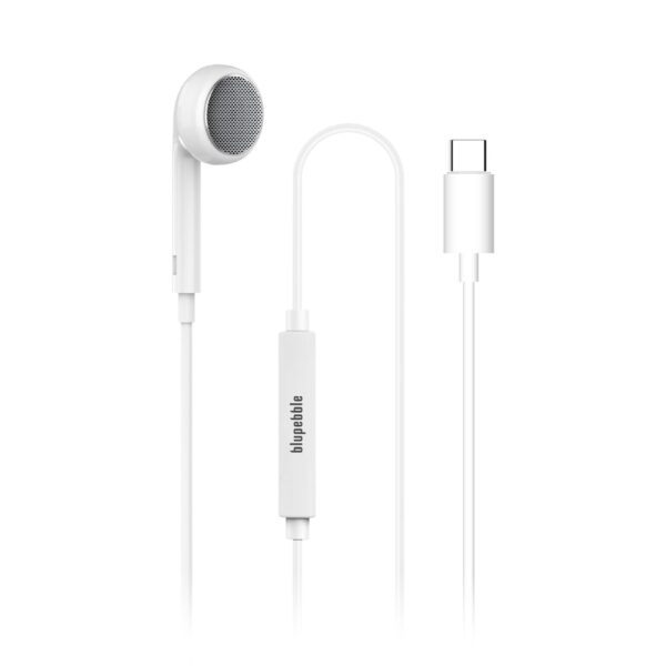 BLUPEBBLE MONO STEREO EARPHONE WITH TYPE-C CONNECTOR 1.2 METER WHITE BP-MONOTC-WH