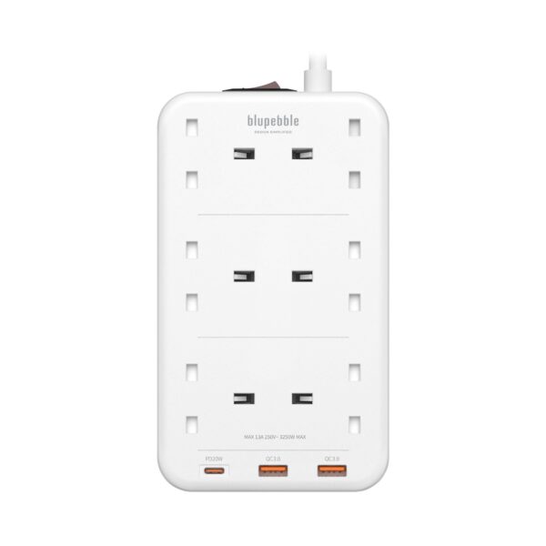 BLUPEBBLE 6 PLUG SURGE PROTECTION POWER STRIP WHITE BP-PSRTIP6-WH - Image 7