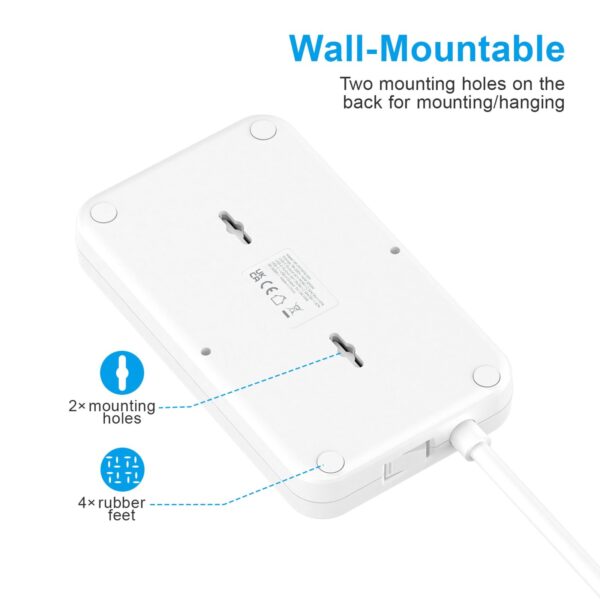 BLUPEBBLE 6 PLUG SURGE PROTECTION POWER STRIP WHITE BP-PSRTIP6-WH - Image 6